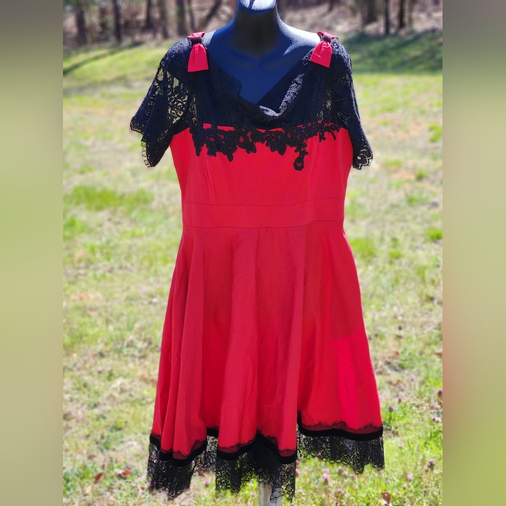 Kitten D'Amour Vintage Inspired Red & Black Dress 16